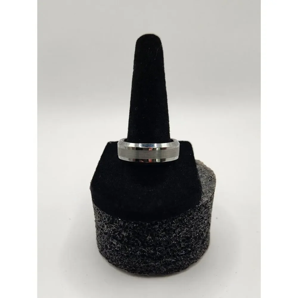 Triton Men's Black Tungsten Carbide Ring, Comfort Fit Wedding Band - Size 10